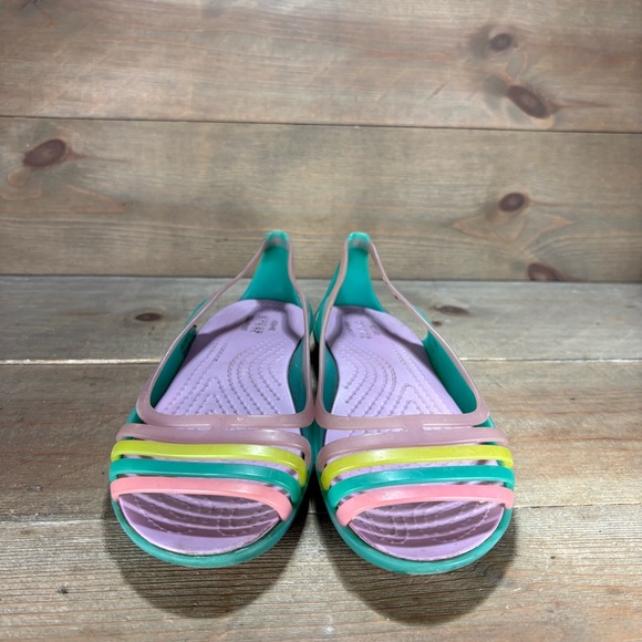crocs isabella huarache womens size 6 shoes multicolor slip on work flats - Picture 3 of 10